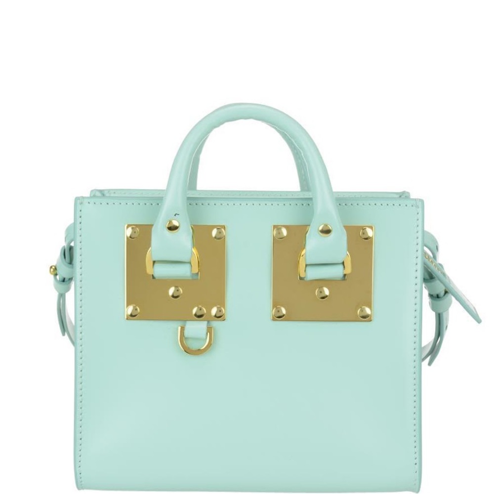 New Never Used Sophie Hulme mini Albion Box Tote - Mint green/Duck Egg